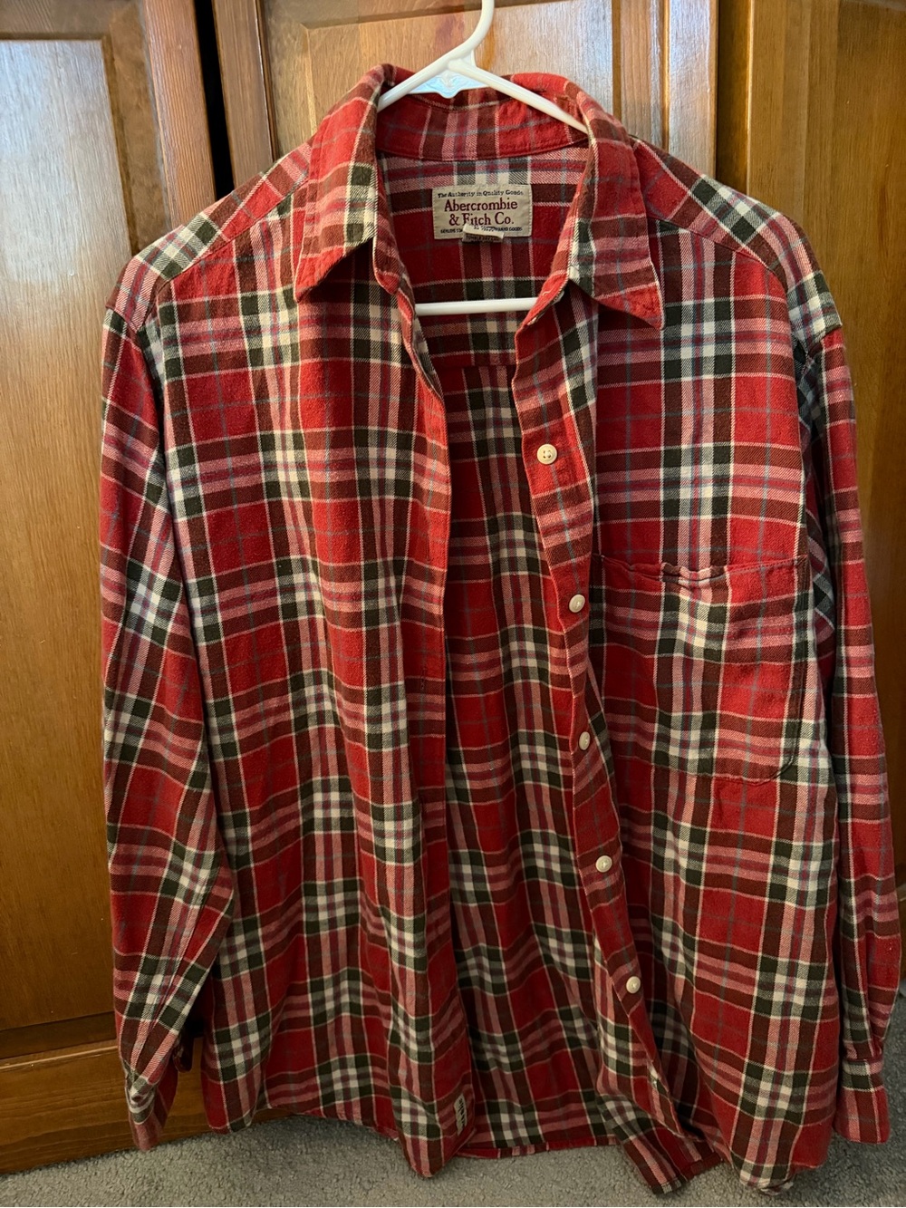 Abercrombie & Fitch Red and White Plaid Button-Down Shirt